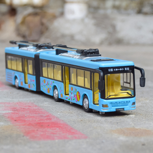 仿真天鹰1:50双节空调电车巴士合金车模型回力声光开门儿童玩具车