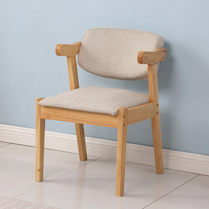 北欧简约书桌椅家用靠背布椅带扶手餐椅休闲坐椅组装凳子沙发椅