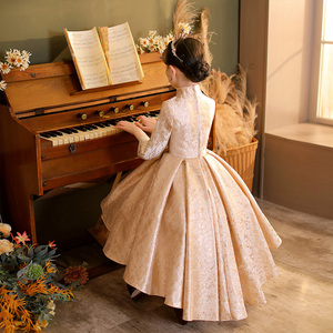 女童公主裙花童生日蓬蓬裙儿童主持人晚礼服钢琴演出服高端婚纱冬