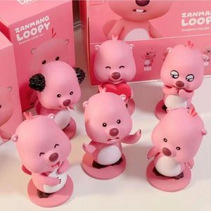 正版 韩国露比loopy盲盒粉色小海狸一二三代摆件可爱手办周边摆件