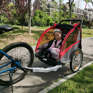 自行车拖车挂车儿童徒步推车户外直播双座位减震万向轮单车后挂车