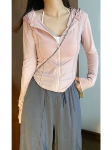 小野和子官方正品粉色冰丝防晒衣女款夏季修身运动瑜伽服外套紧身