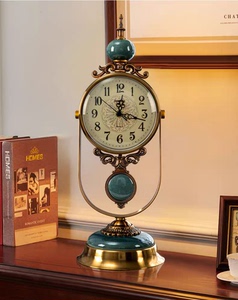 美式表摆台式轻奢座钟客厅桌面时钟装饰坐钟家用摆件复古石英钟表