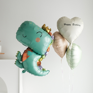 34寸绿色恐龙主题儿童生日派对聚会装饰背景布置铝膜气球拍照道具