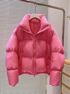 韩国粉色亮色短款棉服女冬季新款时尚流行加厚小个子宽松面包服潮