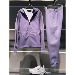 网红2024炸街初秋新款高级感小香风减龄紫色外套运动裤两件套装女