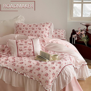 罗德梅科法式公主风剪花夏季天丝床单四件套雪纺花边被套床上用品