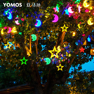 挂树景观灯发光月亮星星户外公园街道树木亮化满天星彩灯闪灯串灯