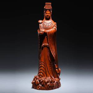 花梨木雕刻妈祖神像摆件天上圣母妈祖娘娘家居客厅装饰红木工艺品