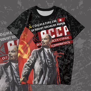 苏联CCCP列宁苏维埃社会主义复古速干T恤男女夏季短袖0017服装