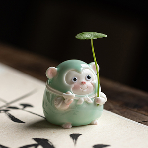 【猴子有钱】可爱小猴子摆件陶瓷工艺品生肖吉祥物创意家居装饰品