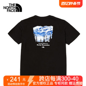 TheNorthFace北面短袖T恤男24春夏新款户外舒适透气雪山印花t桖