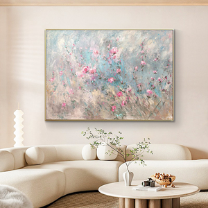 纯手绘油画现代简约客厅卧室装饰画印象派抽象花卉肌理画艺术挂画