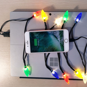 跨境usb手机充电线彩灯串带火烈鸟兽头LED灯串圣诞装饰小夜灯