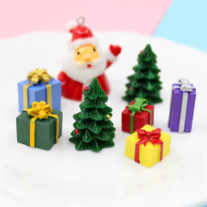 迷你圣诞节礼包小摆件微景观diy圣诞树脂饰品仿真礼物盒红色绿色