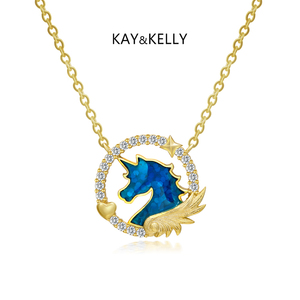 KAYKELLY星月独角兽项链克莱因蓝女高级设计感精致轻奢小众锁骨链