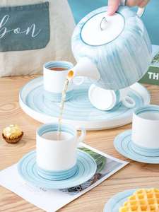 家用陶瓷茶具套装凉水杯瓷质水具家人茶杯子水壶茶杯简约女高颜值