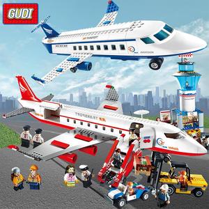 飞机积木男孩客机拼插玩具大型模型拼装益智拼图航空岁儿童12古迪