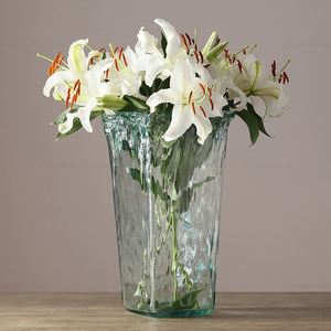 迦乐西班牙进口家居装饰品摆件玻璃欧式花瓶富贵竹花插百合白专用