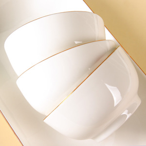 天顺陶瓷家用碗5寸 普通白色新款简约创意高级感轻奢金边饭碗面碗