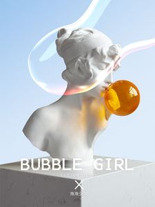 北欧现代橘色吹气球泡泡女孩玄关法式抽象雕塑客厅艺术装饰品摆件