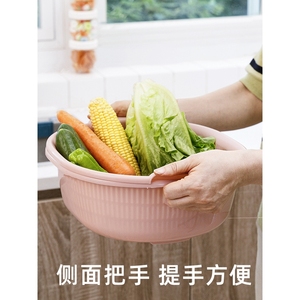 乐扣乐扣厨房双层塑料滴水篮洗菜盆洗水果篮多用淘米器洗菜篮沥水