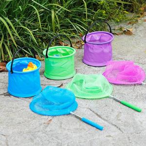 沙滩玩具儿童赶海捞鱼专用小水桶可折 叠便携式防水加厚海边旅行
