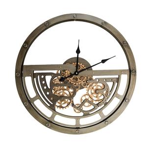 2023新款美式复古铁艺简约挂钟欧式金属齿轮钟表家用客厅装饰创意