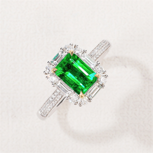 一克拉天然祖母绿宝石18k金彩宝戒指女赞比亚沃顿木佐绿钻石珠宝