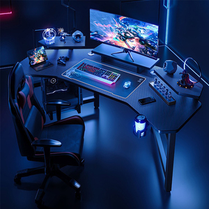 飞机电竞桌台式电脑桌椅套装碳纤维网红直播游戏电动升降氛围书桌
