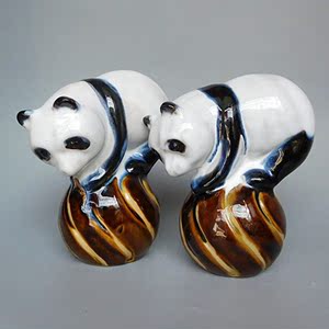 飞堂宜昌彩陶动物摆件文玩收藏品出口老工艺品名家陶瓷器雕塑熊