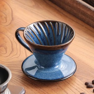 陶瓷手冲咖啡壶滤杯复古窑变 V60螺旋纹滴漏式咖啡过滤杯咖啡器具