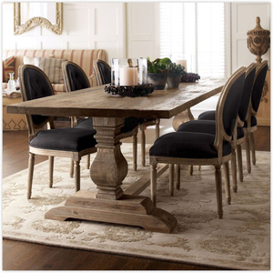 美式做旧实木餐桌复古咖啡厅桌椅乡村别墅仿古长方形办公会议桌子