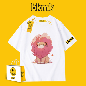bkmk美式高街创意狮子印花短袖T恤男女款夏季新款宽松纯棉体恤潮