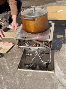 冬日烤火煮茶焚火台烧烤架炉子不锈钢户外木炭围炉烤肉架便携小型