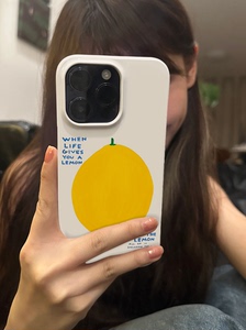 简约艺术手绘柠檬适用于苹果iPhone15pro/14promax/15/14/13/11xr菲林小众高级感不会撞壳的手机壳治愈系新款