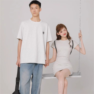 情侣装夏季2024小众设计感韩版潮流显瘦短袖T恤男女法式一裙一衣