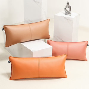 橘橙色长方形沙发靠枕科技布抱枕套腰枕护腰靠垫长条头靠加高枕头