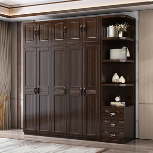 乌金木衣柜家用卧室储物柜新中式实木衣橱多层简约大衣柜现代耐用
