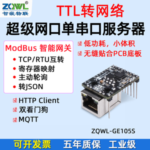 主动轮询TTL转以太网模块串口服务器TTL转网口通讯MQTT SSL串口转网络HTTP联网Modbus网关转JSON设备RTU转TCP