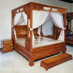 新中式实木雕花架子床明清仿古典踏步床千工拔步床月洞床双人婚床