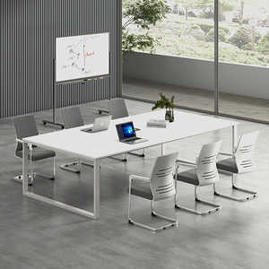 会议桌长桌简约现代白色小型员工培训接待办公桌椅组合工作室条桌