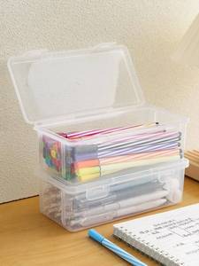 大容量彩铅笔文具盒桌面笔盒马克笔彩铅绘画学生宿舍笔透明收纳盒