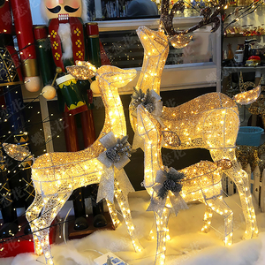 圣诞节装饰品 led发光圣诞麋鹿摆件 美式节日发光鹿套装造型灯饰