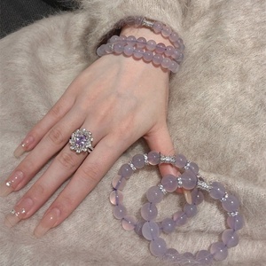 新中式紫罗兰色手串戒指高颜值手链气质显白项链百搭清冷风锁骨链