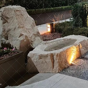 柏坡黄景石天然石材不规则造景置石日式别墅园林庭院民宿景观装饰