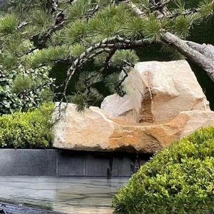 柏坡黄景石天然石材不规则置石园林庭院别墅民宿日式造景石雕装饰
