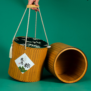 端午粽子包装盒竹筒礼盒创意空盒棕子国风散装手提咸鸭蛋定制盒子
