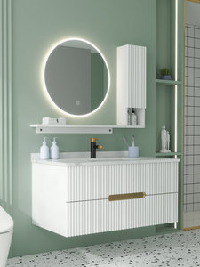 箭牌现代简约岩板陶瓷浴室柜组合智能圆镜轻奢卫生间洗漱台洗手洗