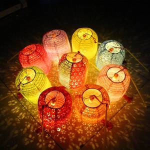 点蜡烛的纸灯笼老式手提怀旧手工制作小学生儿童放传统玩具猪